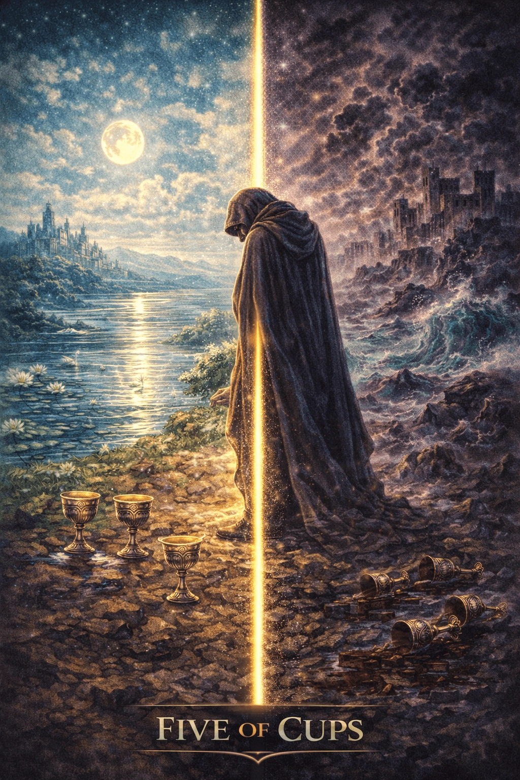 Piątka Kielichów — karta Tarota