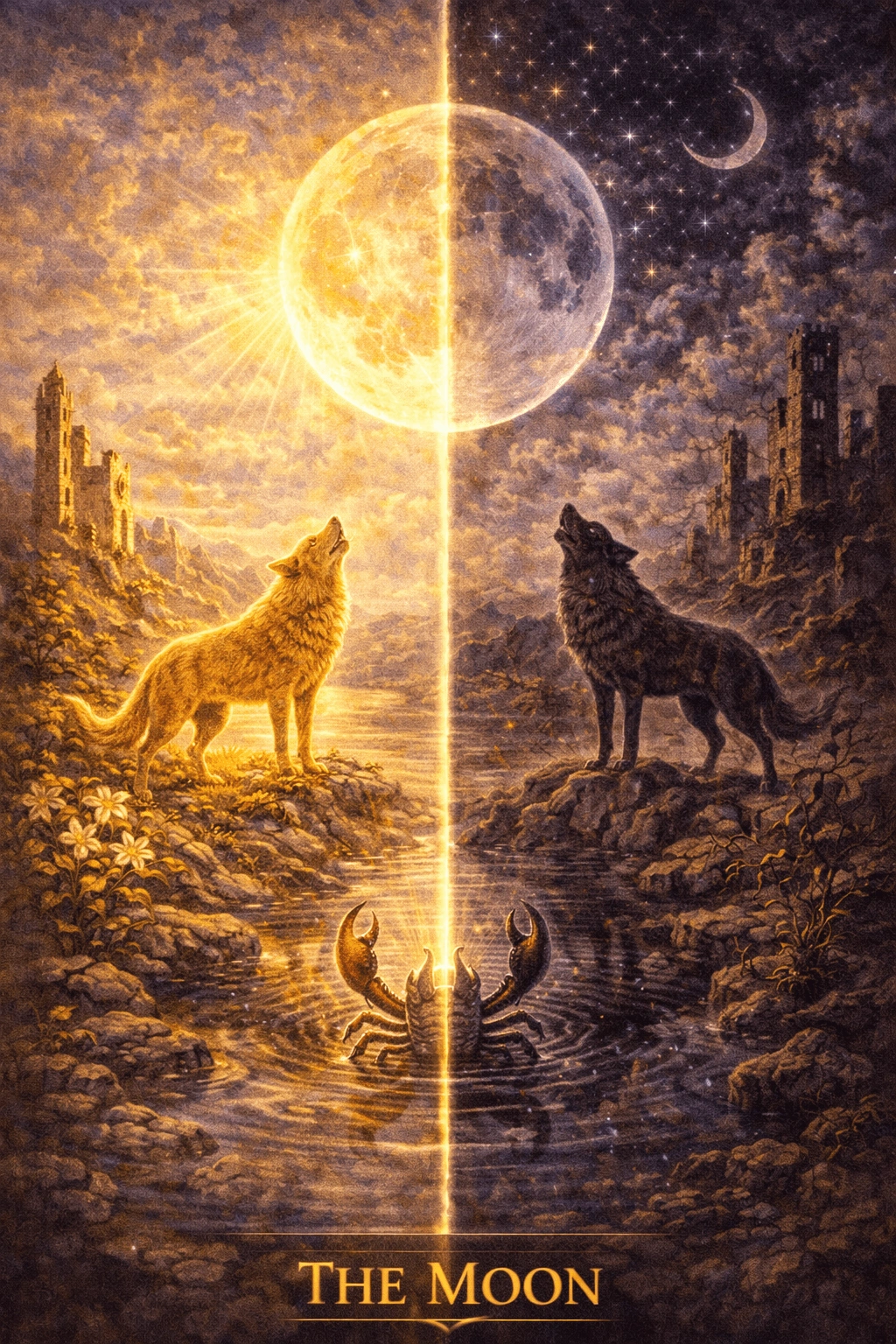 Księżyc XVIII — karta Tarota
